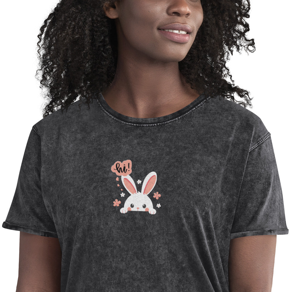 Say Hi To Miss Bunny - Denim T-Shirt