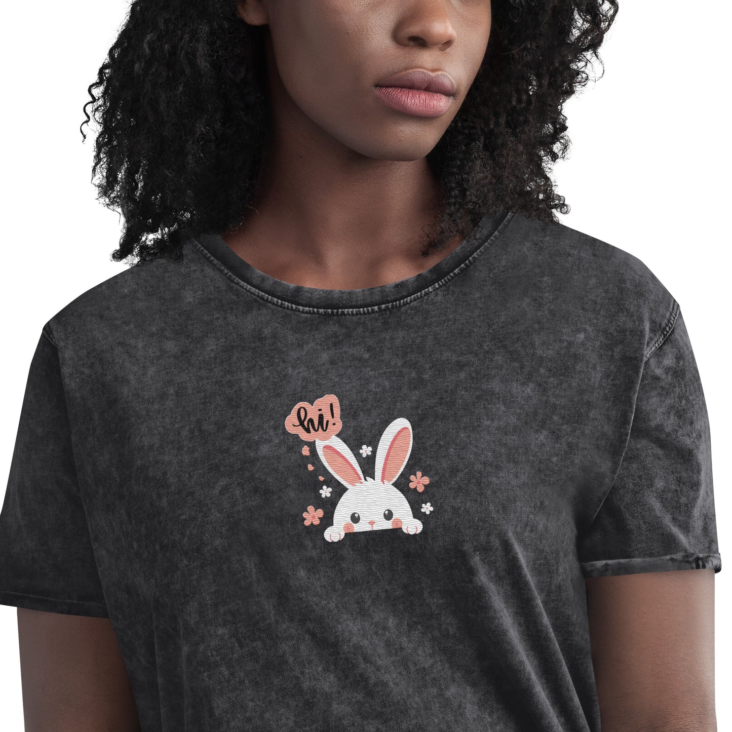 Say Hi To Miss Bunny - Denim T-Shirt