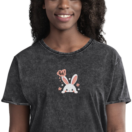 Say Hi To Miss Bunny - Denim T-Shirt