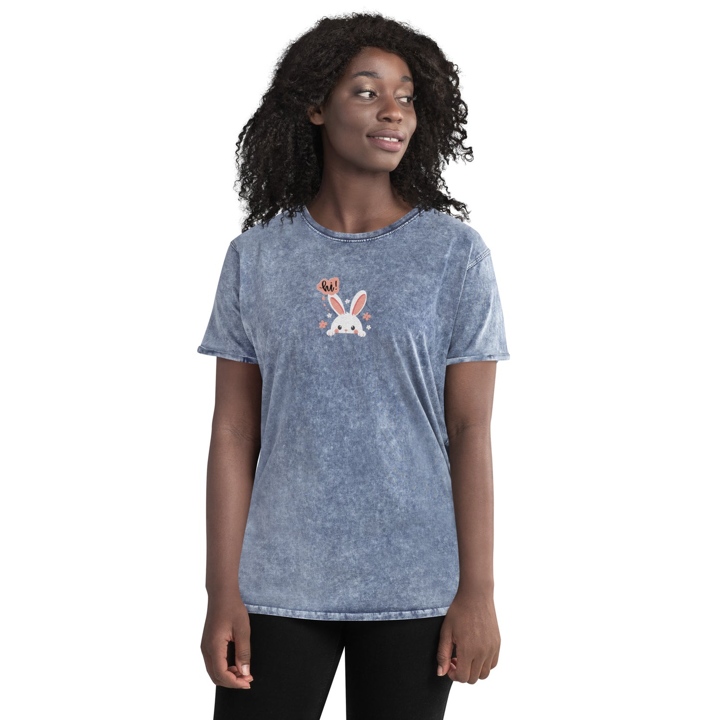 Say Hi To Miss Bunny - Denim T-Shirt