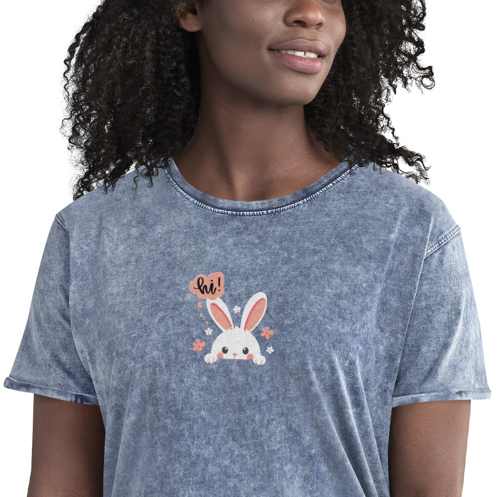 Say Hi To Miss Bunny - Denim T-Shirt