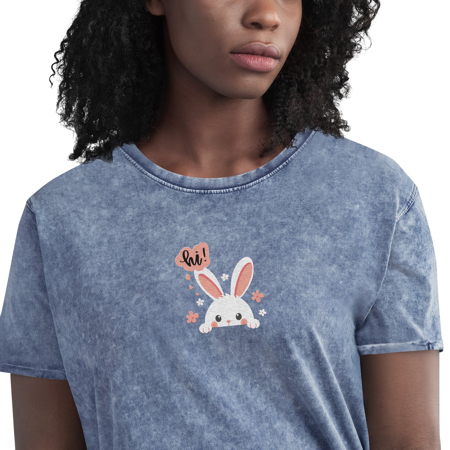 Say Hi To Miss Bunny - Denim T-Shirt