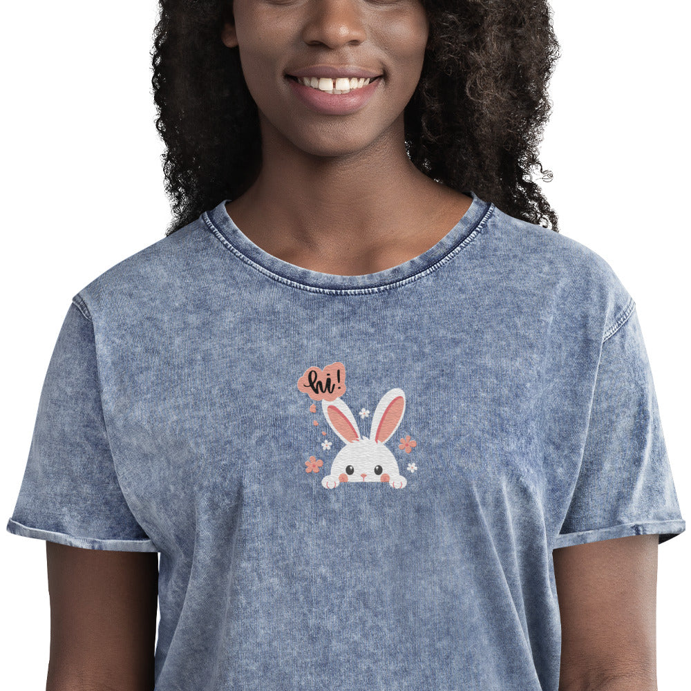 Say Hi To Miss Bunny - Denim T-Shirt